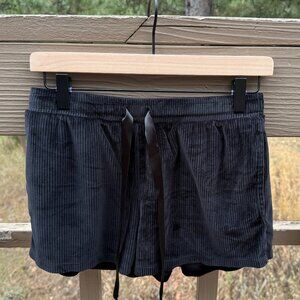 EUC Jaclyn Intimates Black Ribbed Velour PJ Lounge Shorts